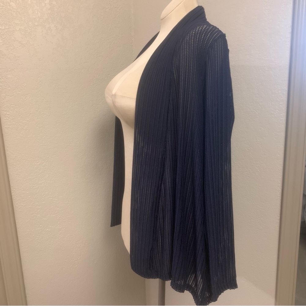 NEW Always Indigo L Navy Blue Lightweight Open-Front Cardigan Sheer